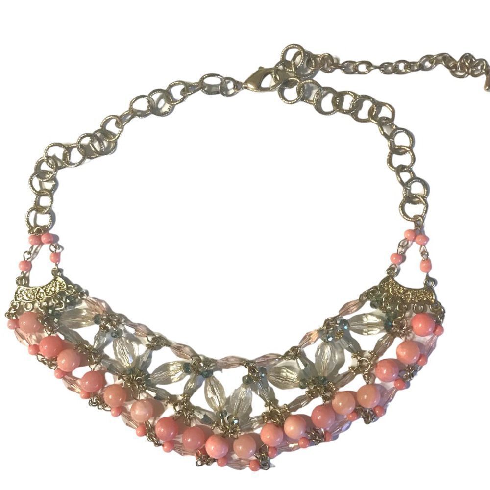 Vintage peach statement beaded necklace
